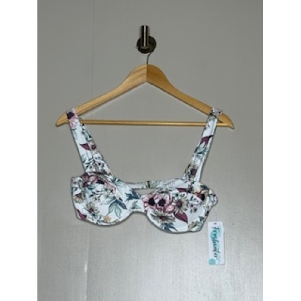 Freshwater‎ Floral Underwire Bikini Top White Pink Sunflower Size Medium NWT